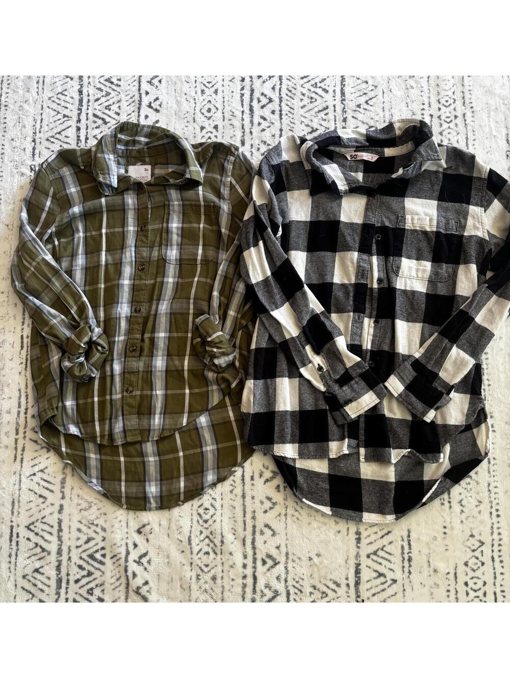 Set of Two So Favorite Button-Down Plaid Shirts Size Small